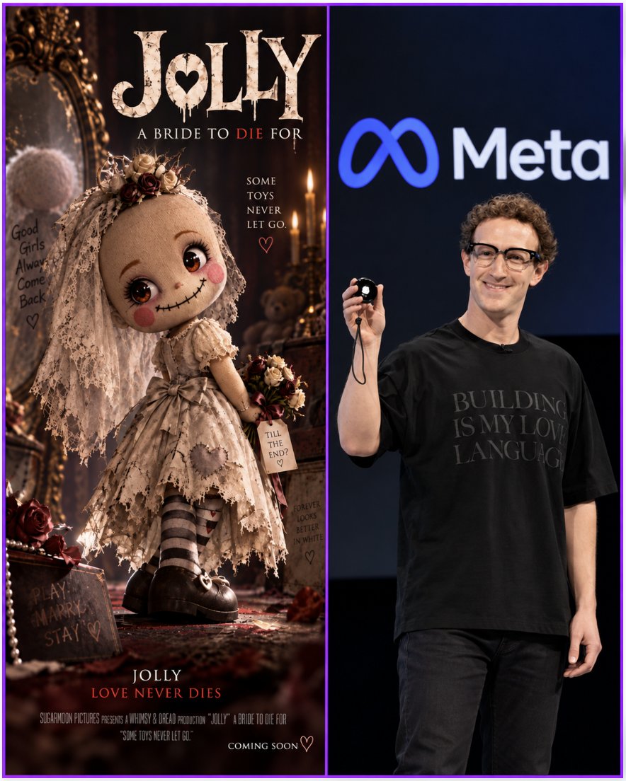 引用原帖配图：Jolly 海报与 Meta 舞台画面的拼图